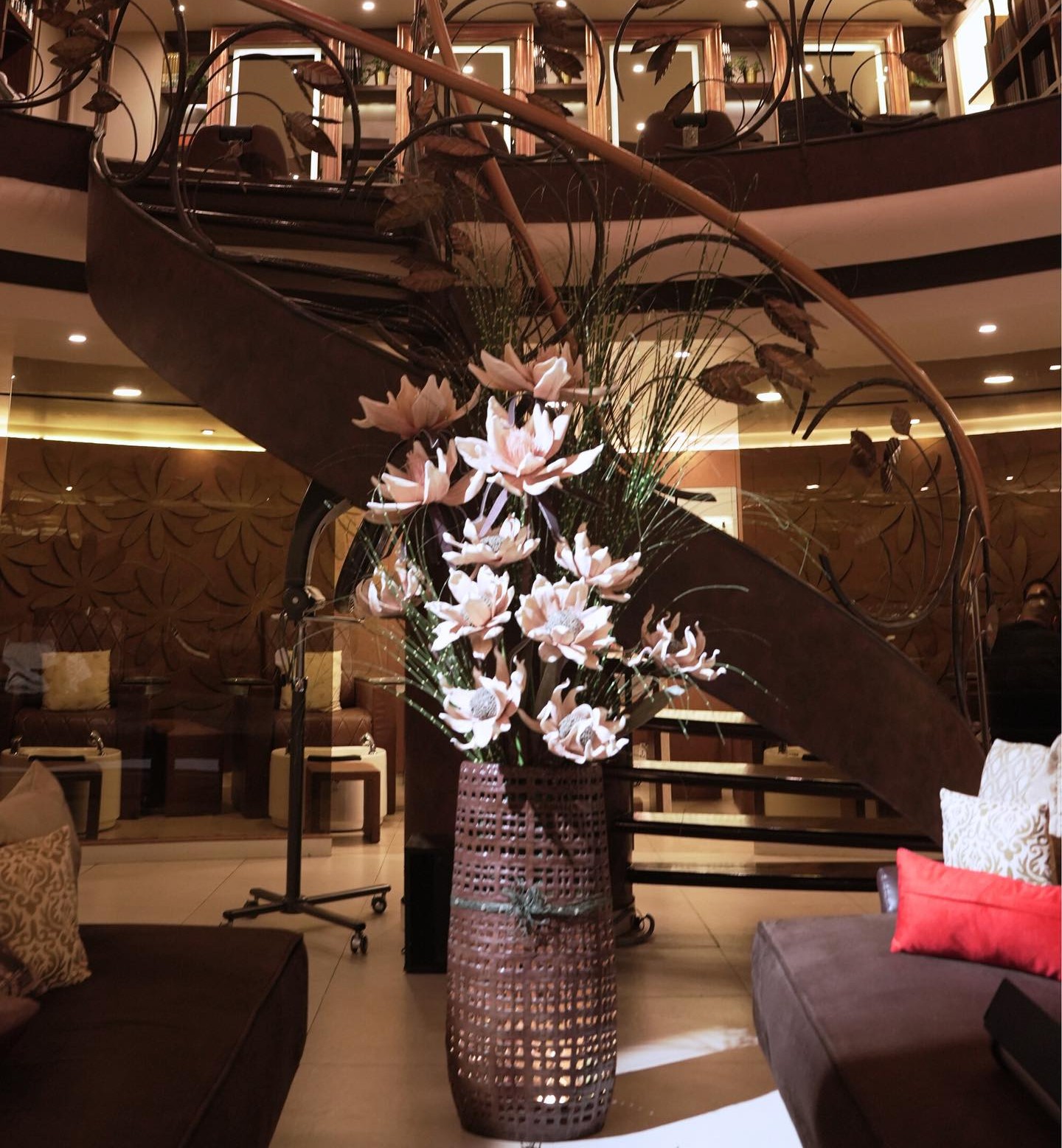 The staircase between the two levels of the flagship