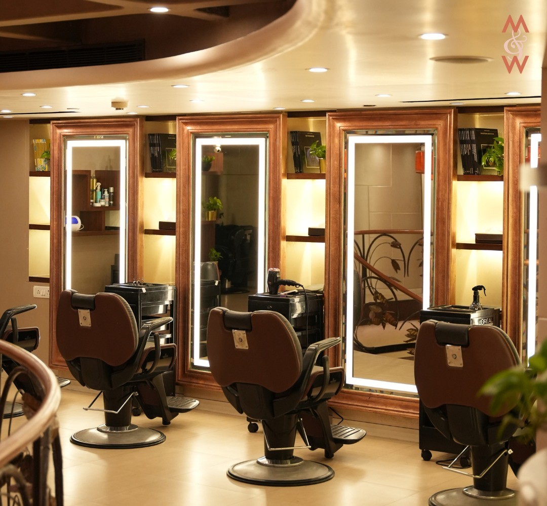 Styling stations with ring-lit mirrors